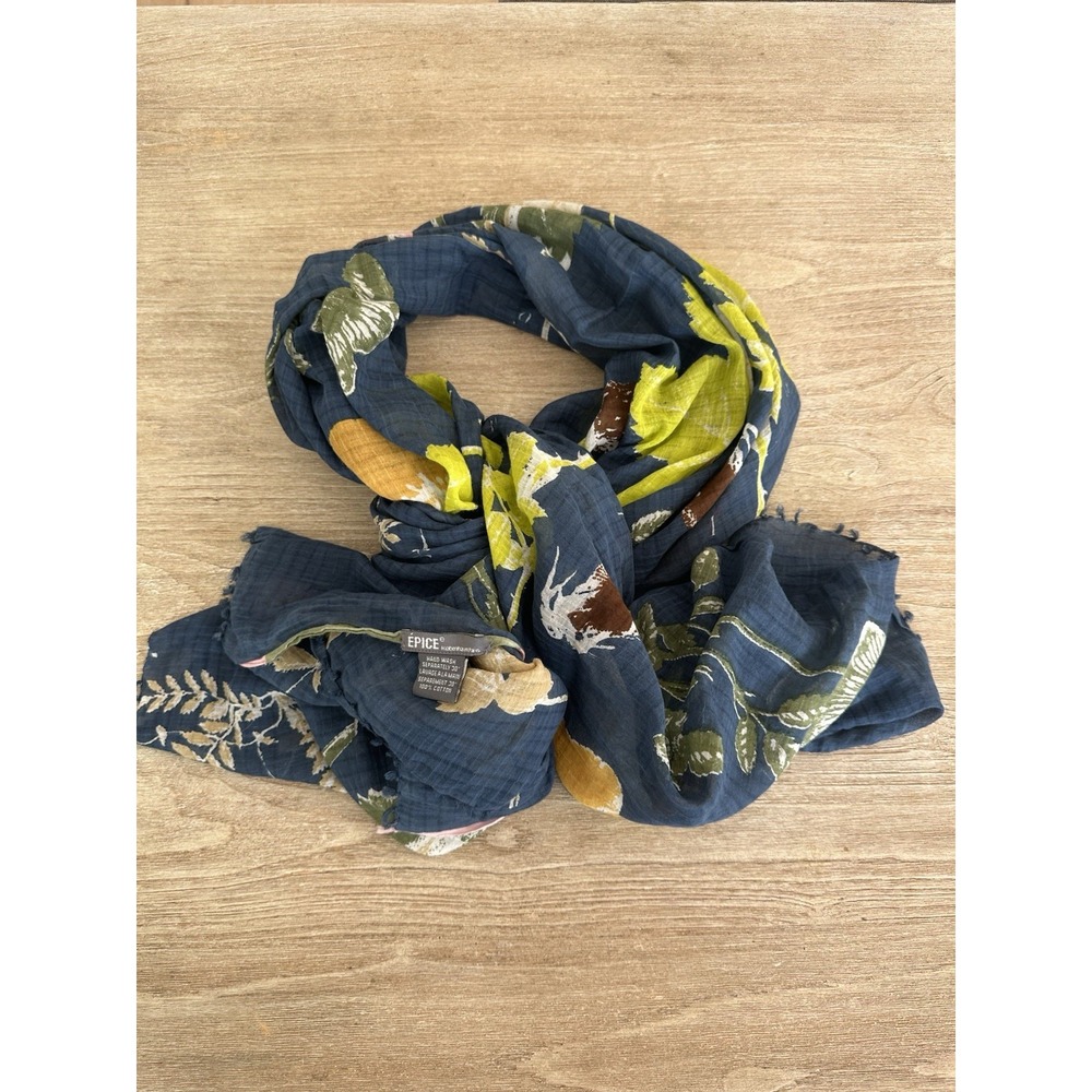 Épice Paris Multicolor Floral 100% Cotton Scarf Wrap 76 x 33